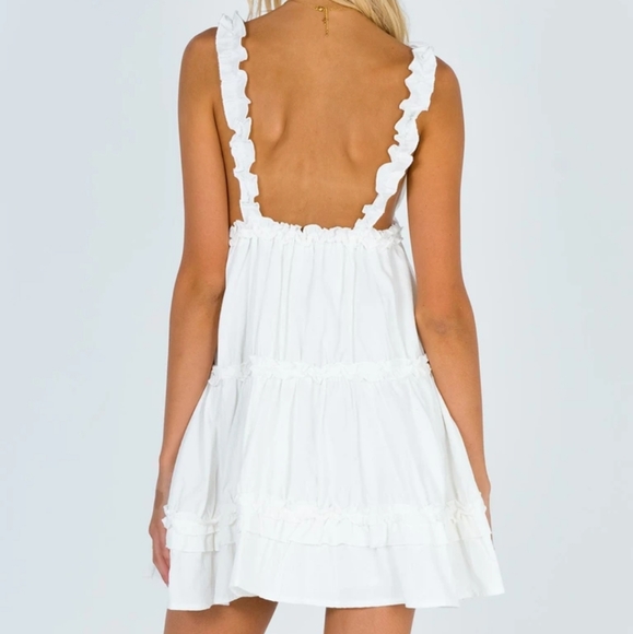 Princess Polly White Romeo Plunging Fit & Flare Rufffle Tiered Mini Dress 6US - Picture 5 of 5